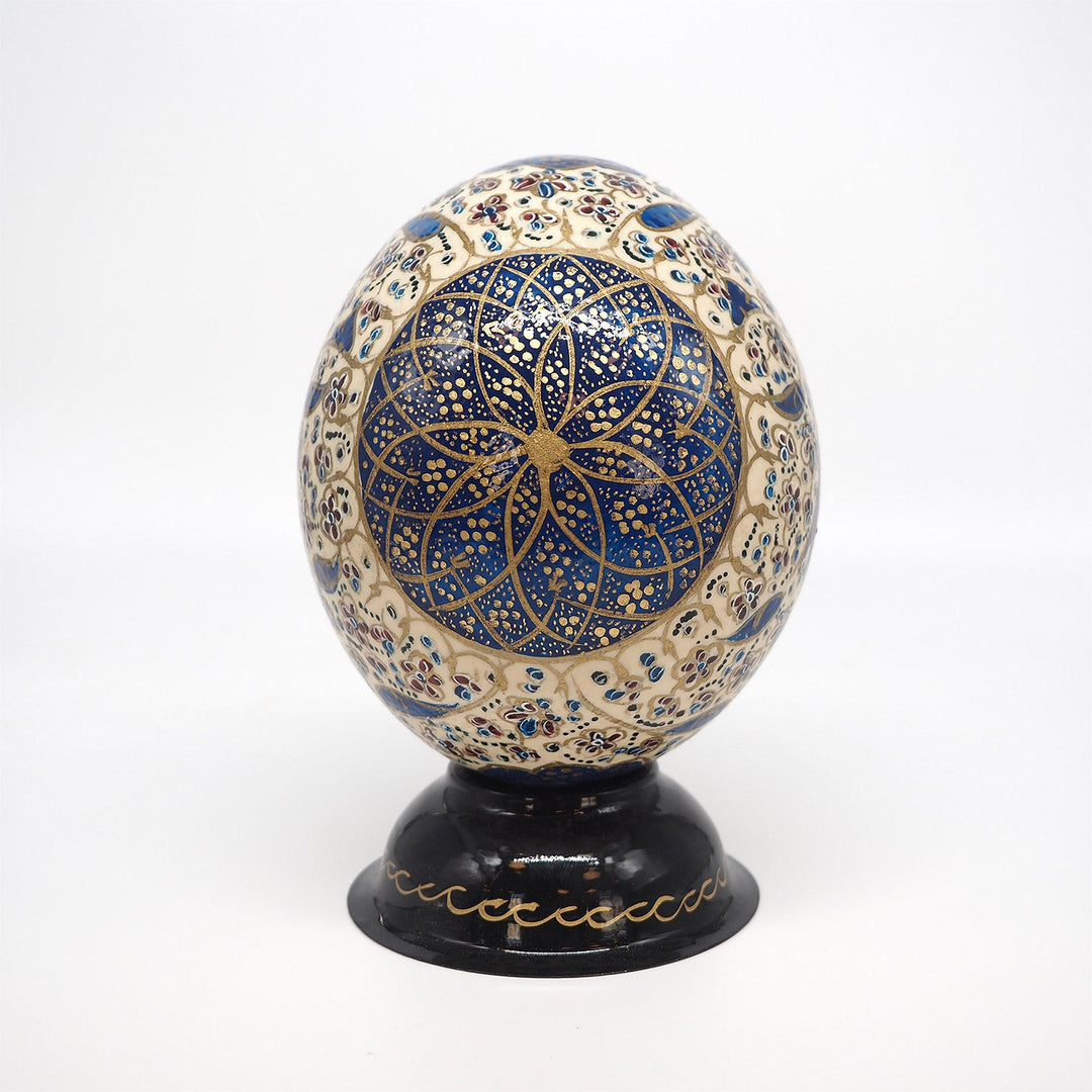 Geometric Medallion | Persian Hand-Embellished Ostrich Egg Decor - WAAH021