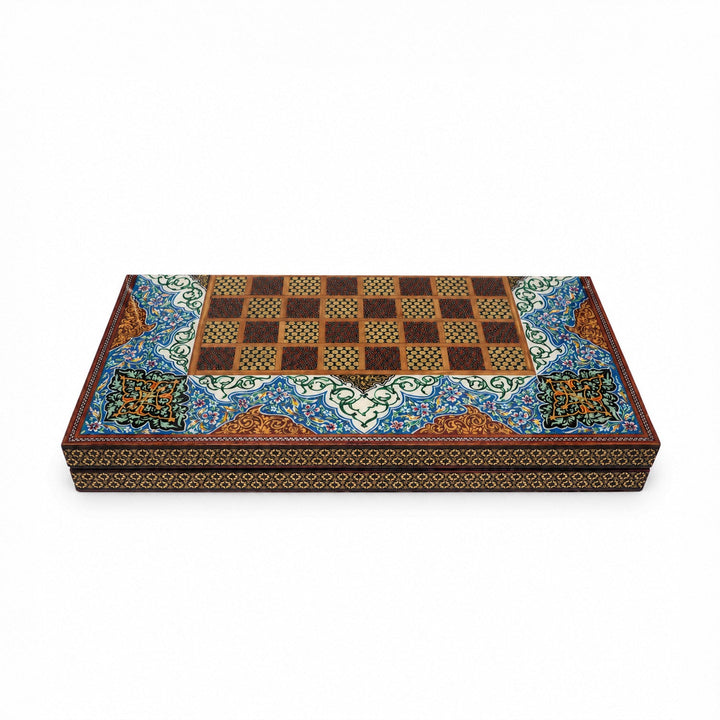 Persian Hand-Embellished Wooden Backgammon Set - WAAH024