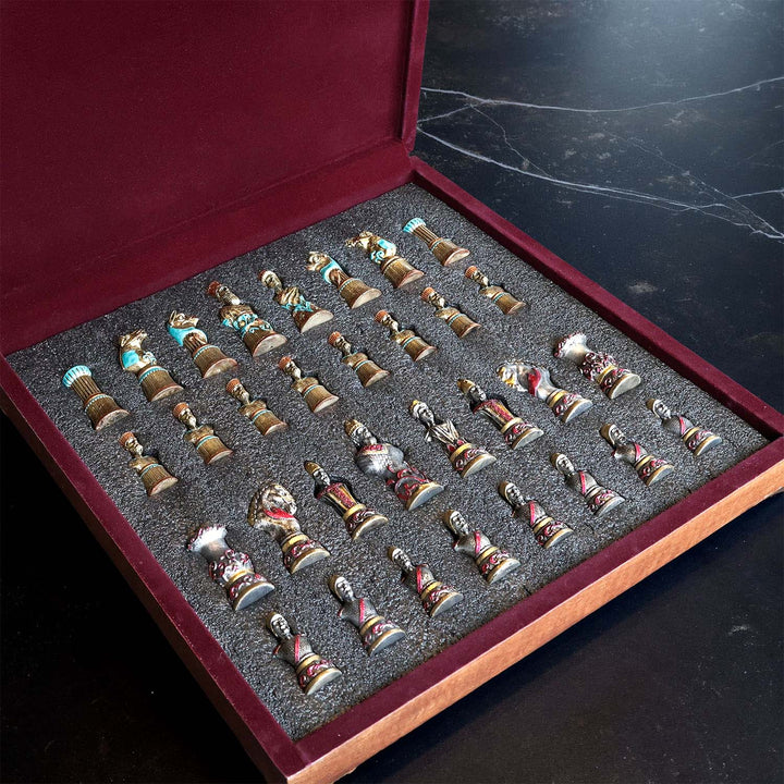 Persian Hand-Embellished Wooden Chess Set - WAAH037