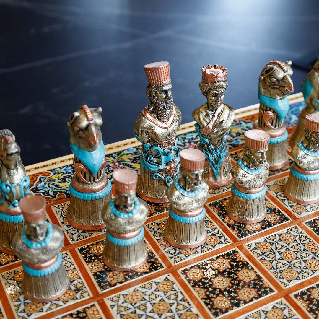 Persian Hand-Embellished Wooden Chess Set - WAAH037