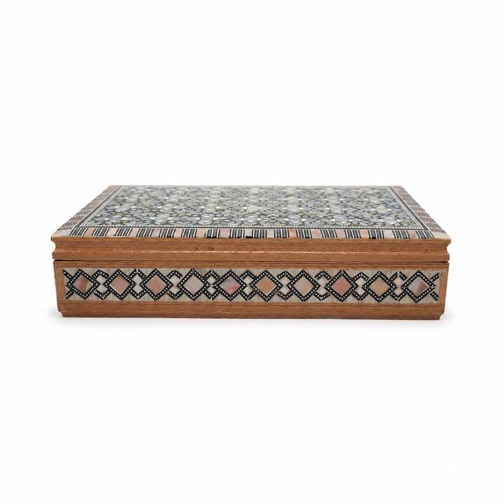 Geometric Motif | Handcrafted Mother-of-Pearl Inlaid Wooden Box – WAAH039