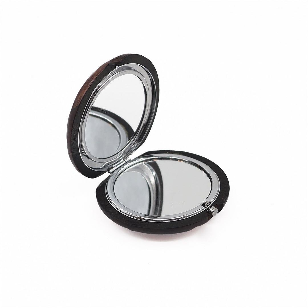 Floral Motif | Handcrafted Mother-of-Pearl &amp; Copper Wire Inlaid Wooden Pocket Mirror – WAAH053