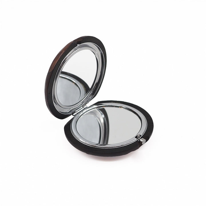 Floral Motif | Handcrafted Mother-of-Pearl &amp; Copper Wire Inlaid Wooden Pocket Mirror – WAAH054