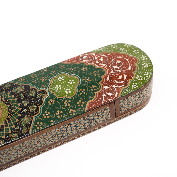 Traditional Motif | Handcrafted Hatem-Inlaid Sliding-Lid Wooden Box - WAAH061