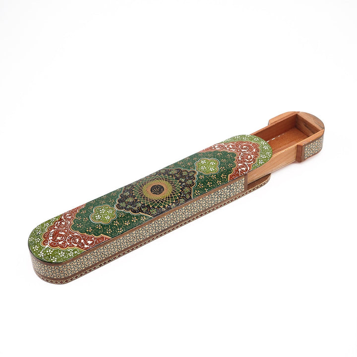 Traditional Motif | Handcrafted Hatem-Inlaid Sliding-Lid Wooden Box - WAAH061