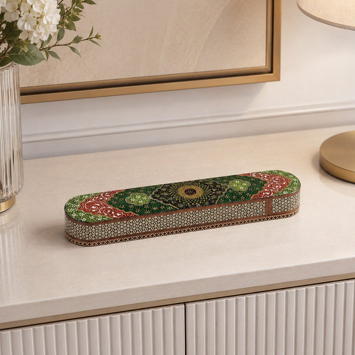 Traditional Motif | Handcrafted Hatem-Inlaid Sliding-Lid Wooden Box - WAAH061