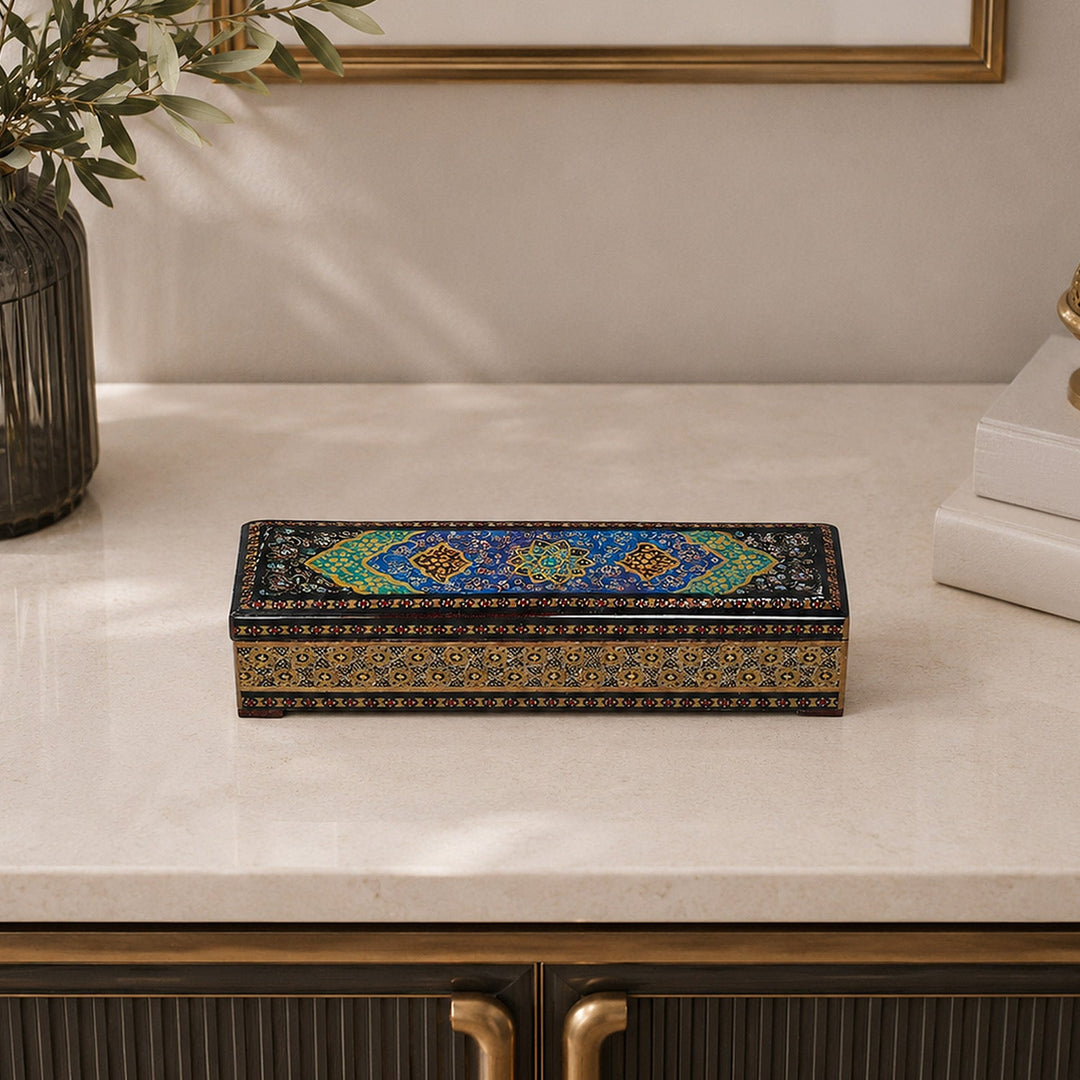Traditional Motif | Handcrafted Hatem-Inlaid Wooden Box - WAAH077