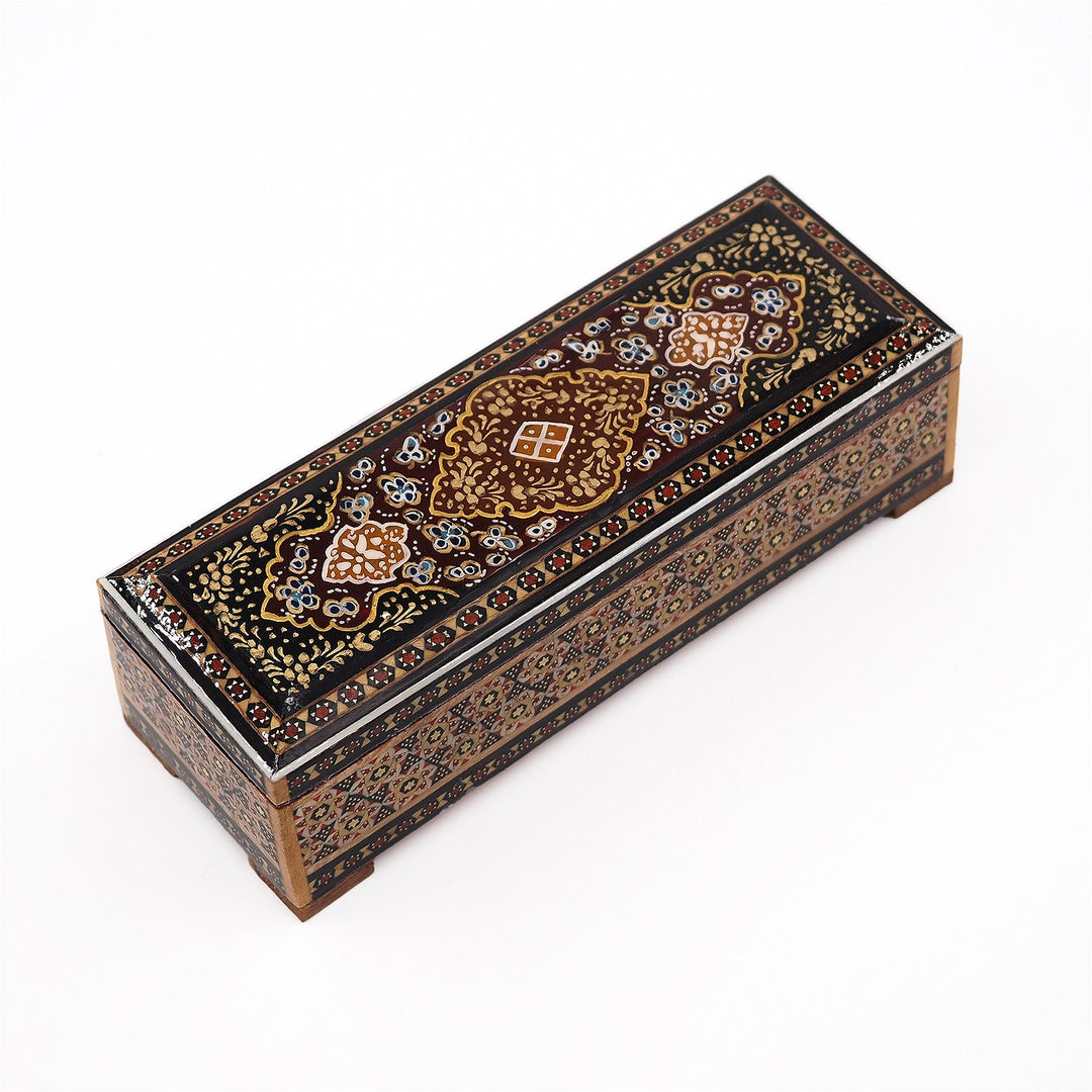 Traditional Motif | Handcrafted Hatem-Inlaid Wooden Box - WAAH090