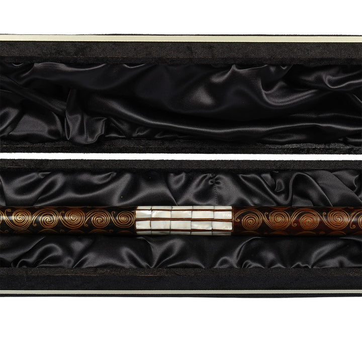 Handcrafted Wooden Walking Cane with Mother-of-Pearl and Copper Wire Inlay, Spherical Handle – WAAH106