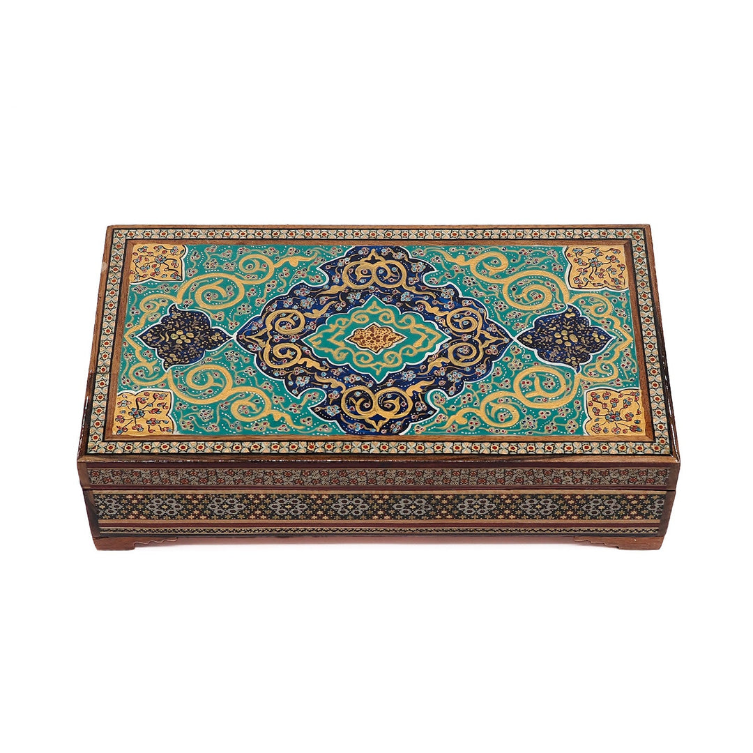 Traditional Motif | Handcrafted Hatem-Inlaid Wooden Box - WAAH116
