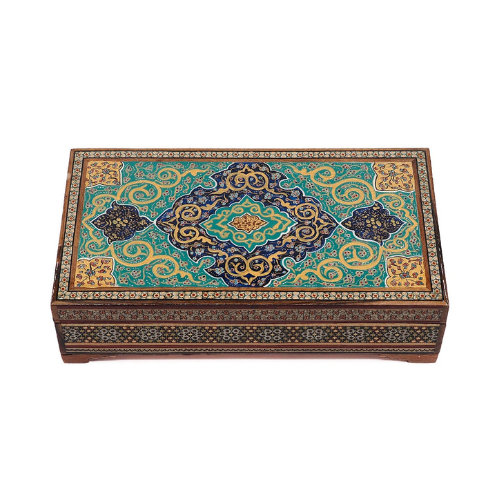 Traditional Motif | Handcrafted Hatem-Inlaid Wooden Box - WAAH116