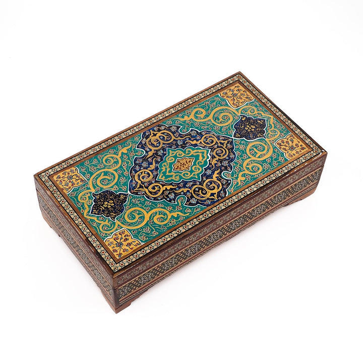 Traditional Motif | Handcrafted Hatem-Inlaid Wooden Box - WAAH116