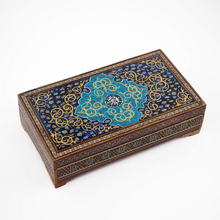 Traditional Motif | Handcrafted Hatem-Inlaid Wooden Box - WAAH118