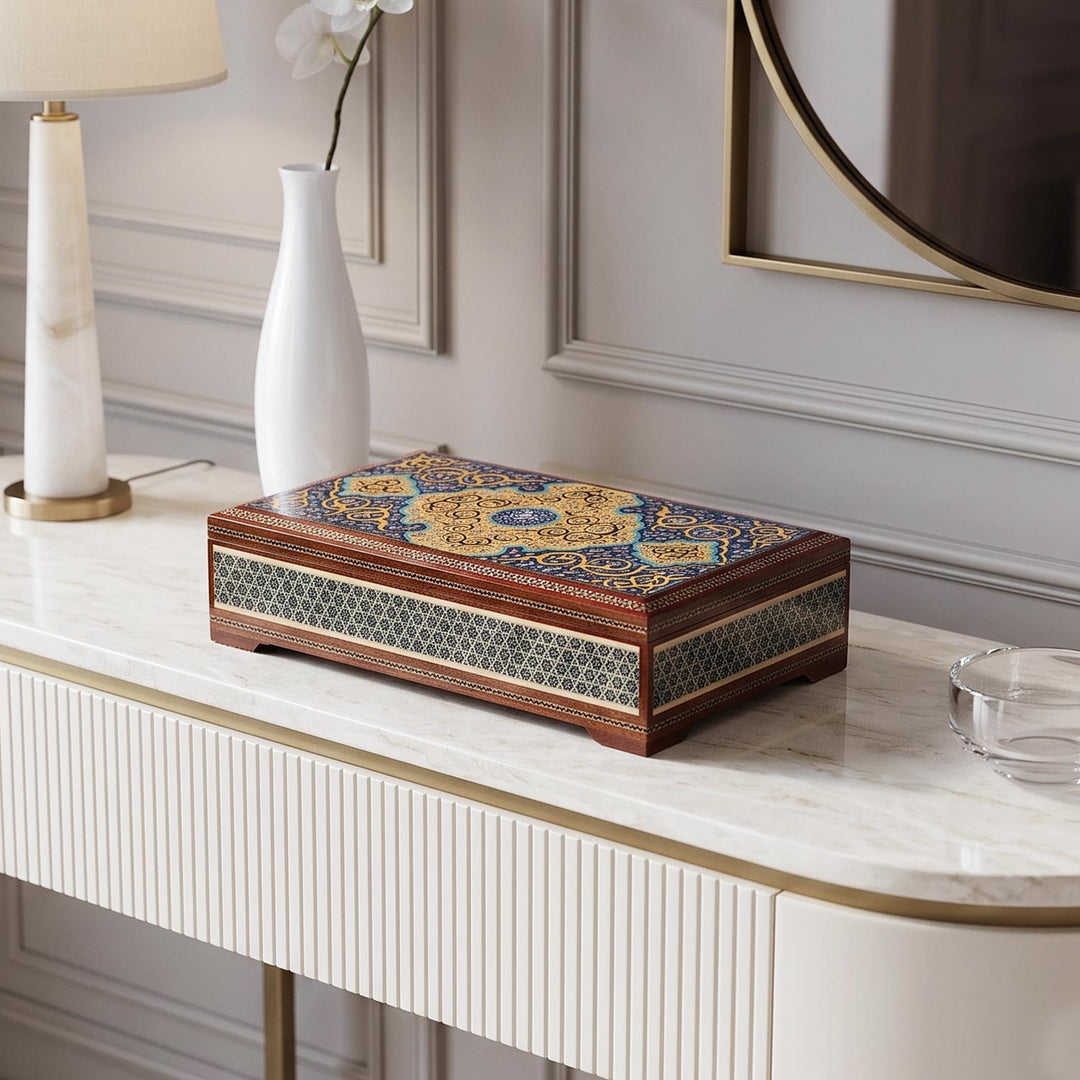 Traditional Motif | Handcrafted Hatem-Inlaid Wooden Box - WAAH117