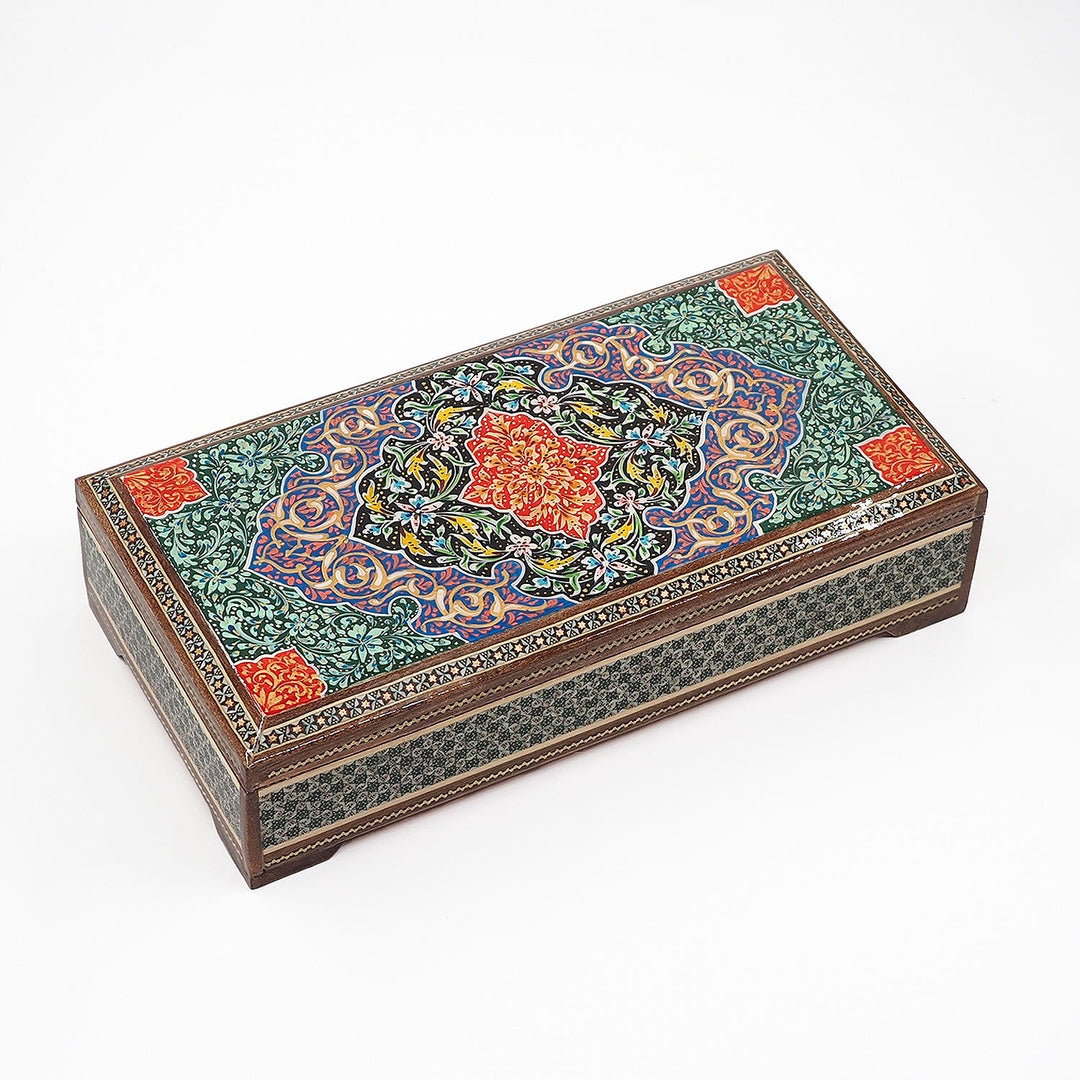 Traditional Motif | Handcrafted Hatem-Inlaid Wooden Box - WAAH118