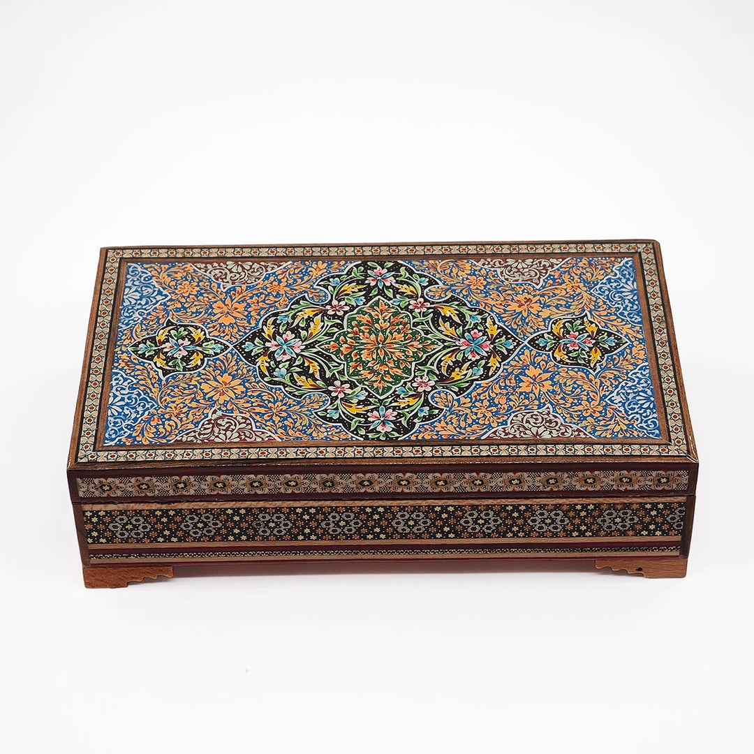 Traditional Motif | Handcrafted Hatem-Inlaid Wooden Box - WAAH119