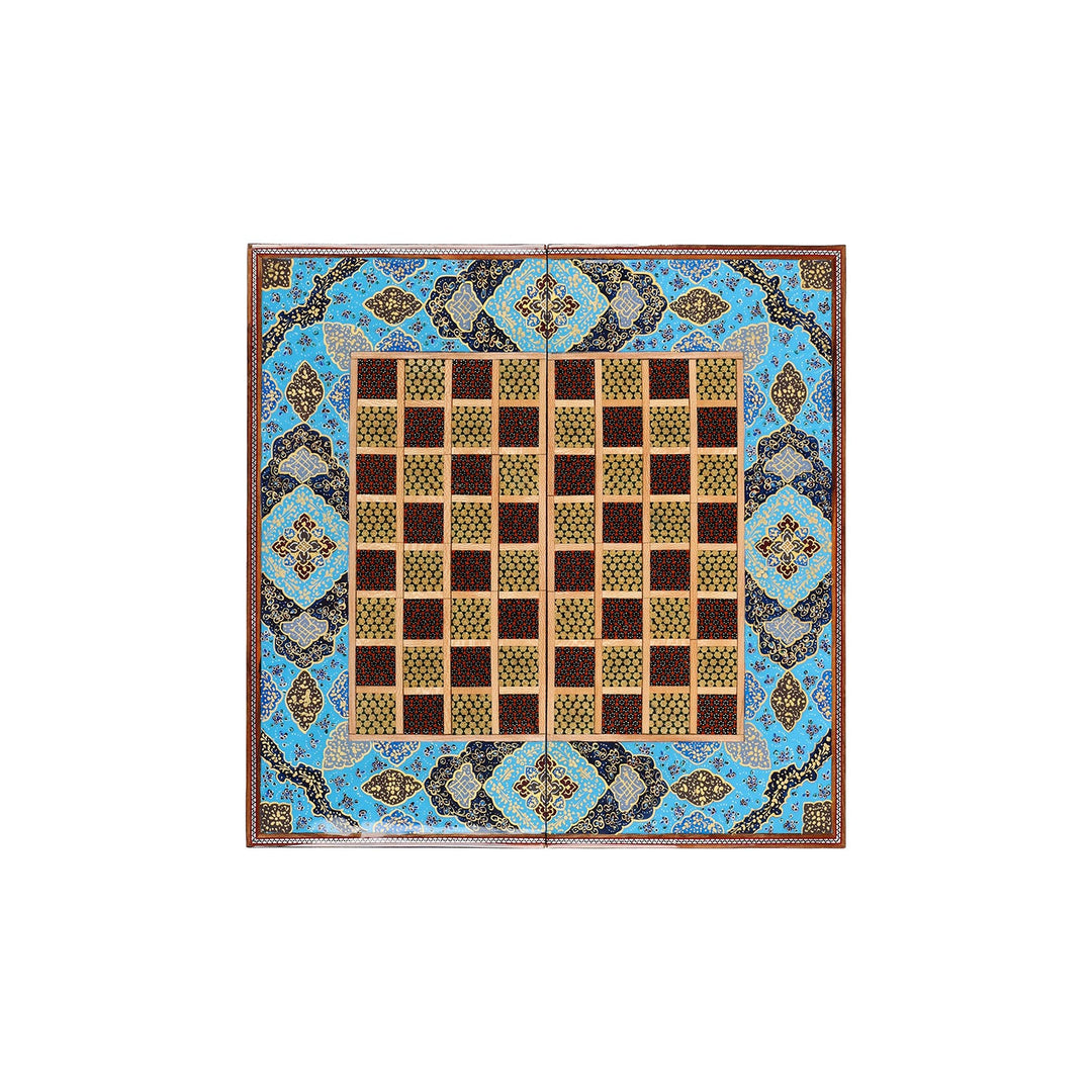 Handcrafted Hatem-Inlaid Wooden Backgammon Set - WAAH135