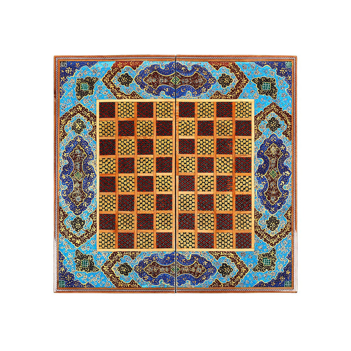 Handcrafted Hatem-Inlaid Wooden Backgammon Set - WAAH143