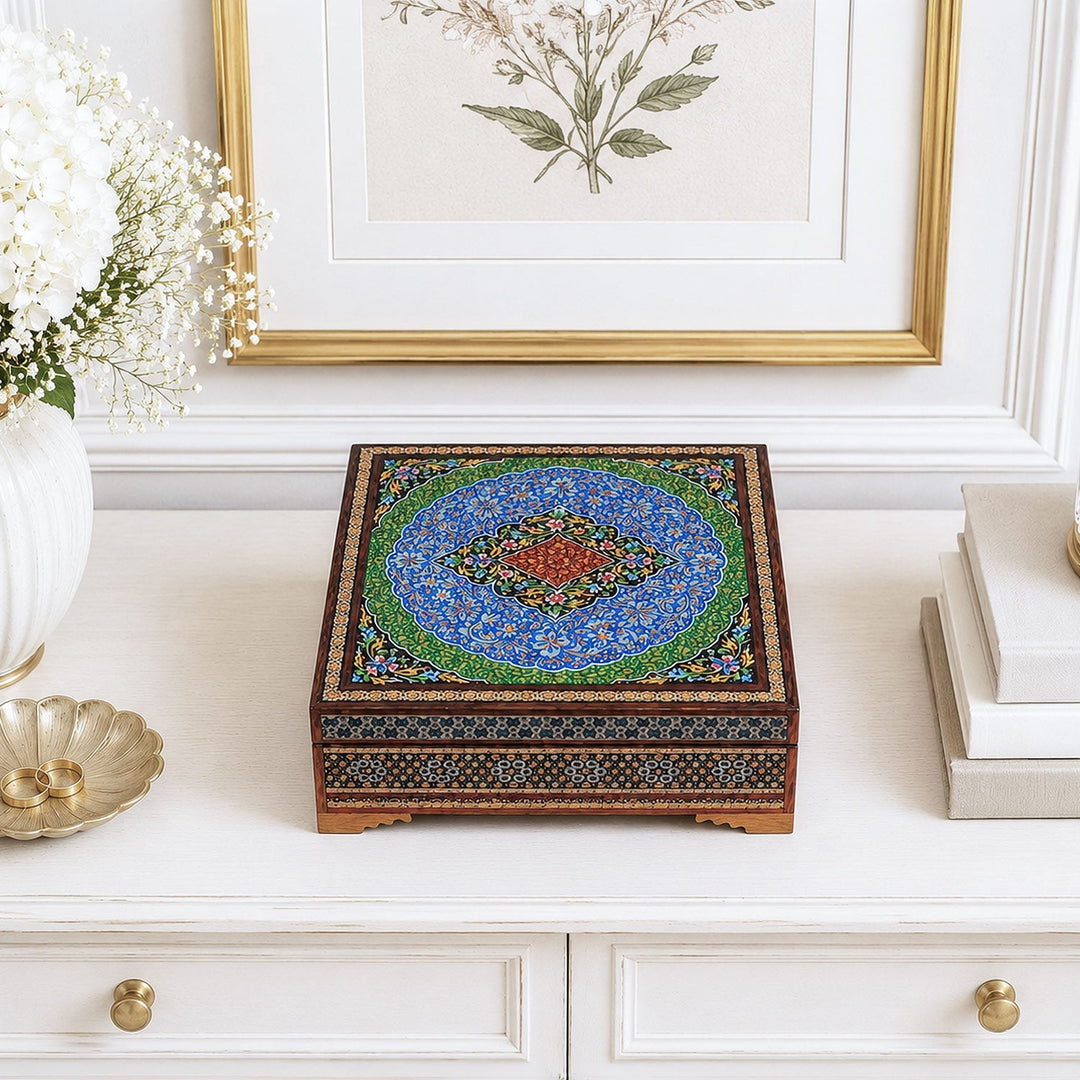 Handmade Hatem-Inlaid Wooden Decorative Box – WAAH159