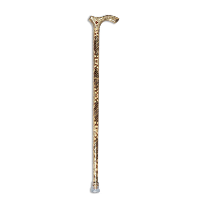 Handcrafted Hatem-Inlaid Wooden Walking Cane with Carrying Case - WAAH190