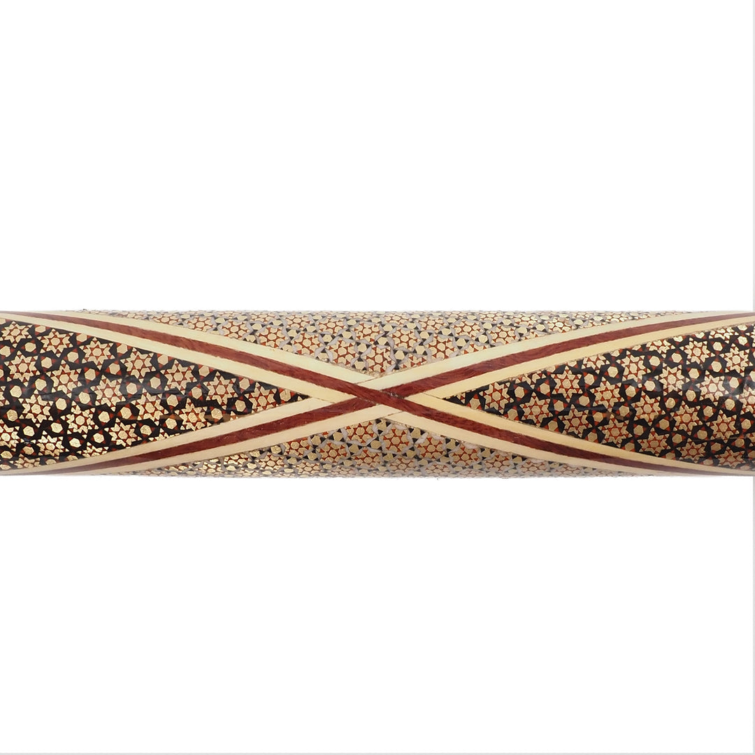 Handcrafted Hatem-Inlaid Wooden Walking Cane with Carrying Case - WAAH190