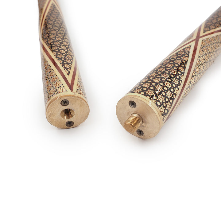Handcrafted Hatem-Inlaid Wooden Walking Cane with Carrying Case - WAAH190
