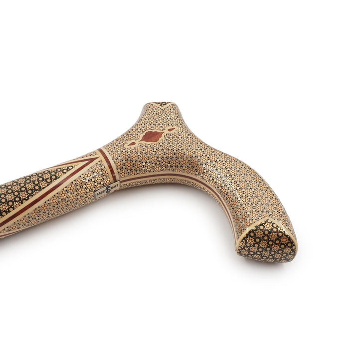 Handcrafted Hatem-Inlaid Wooden Walking Cane with Carrying Case - WAAH191