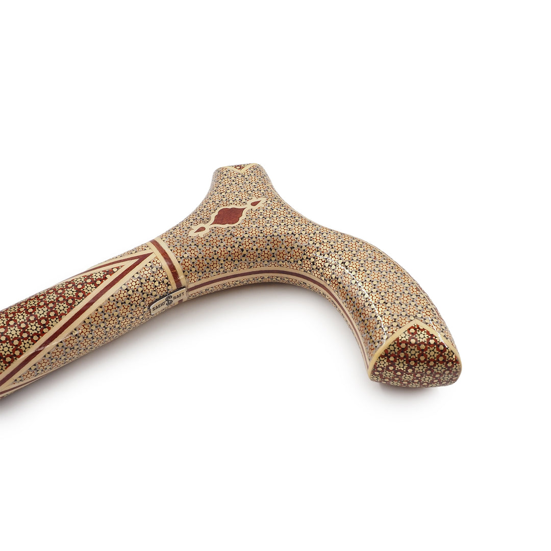 Handcrafted Hatem-Inlaid Wooden Walking Cane with Carrying Case - WAAH192