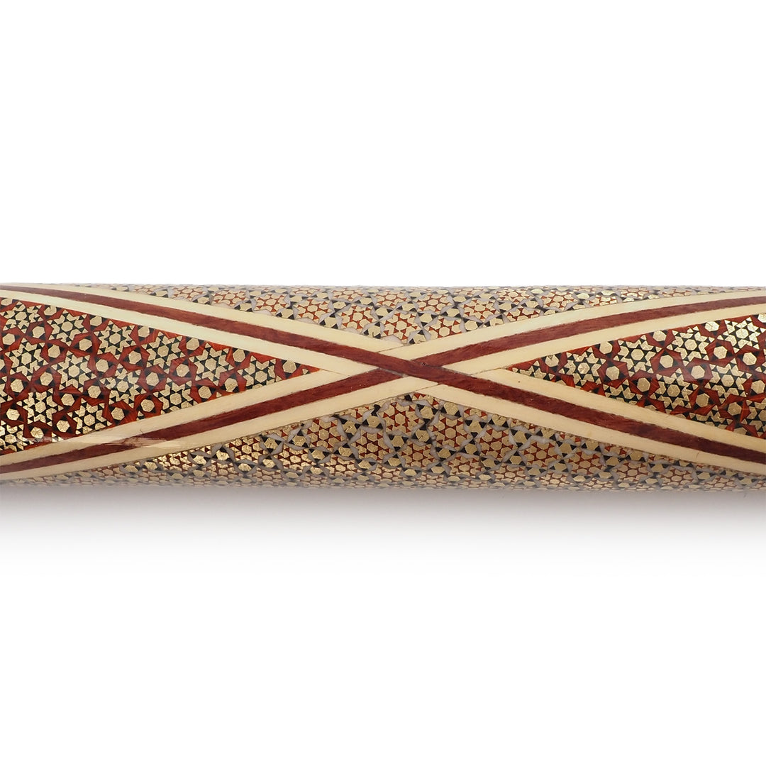 Handcrafted Hatem-Inlaid Wooden Walking Cane with Carrying Case - WAAH192