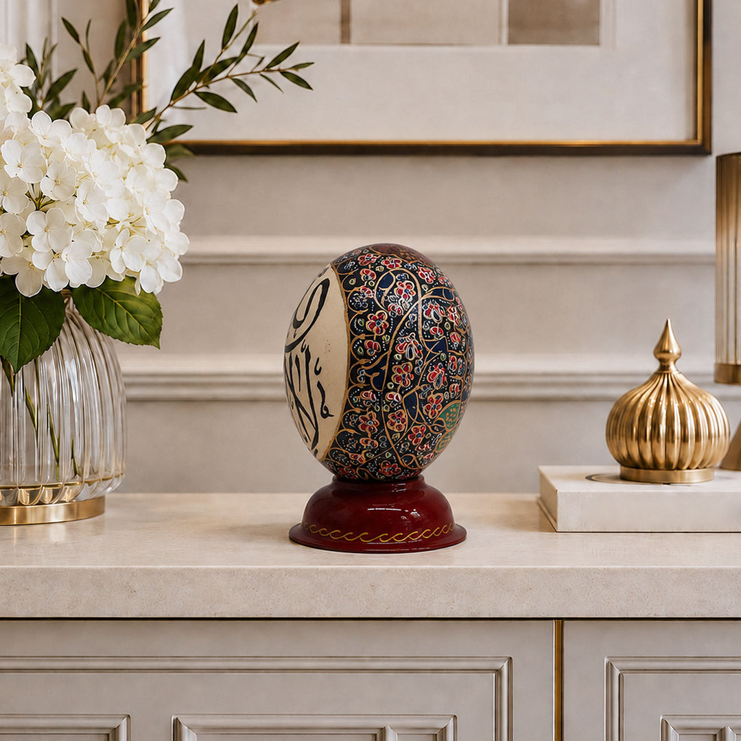 Hand-Embellished Natural Ostrich Egg Ornament – WAAH193
