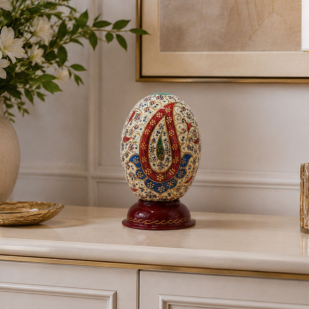 Hand-Embellished Natural Ostrich Egg Ornament – WAAH194