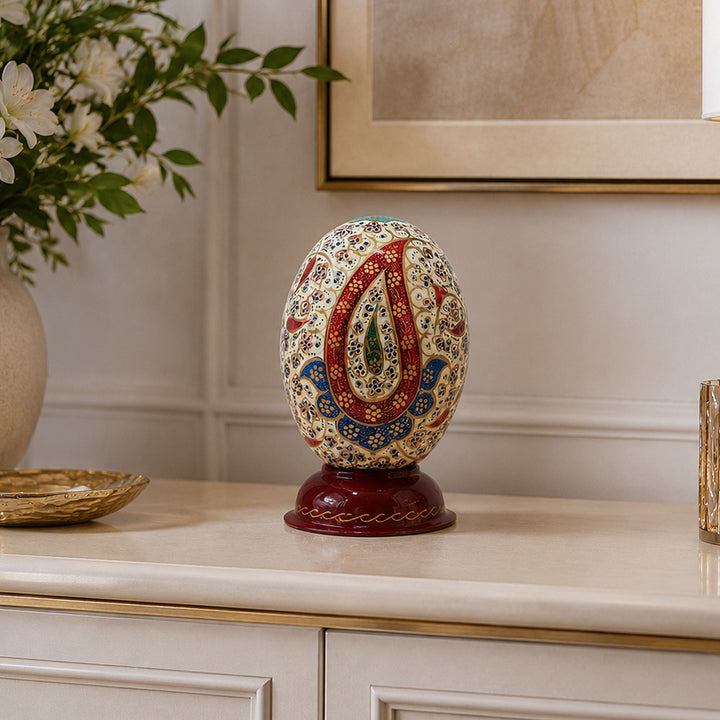 Hand-Embellished Natural Ostrich Egg Ornament – WAAH194