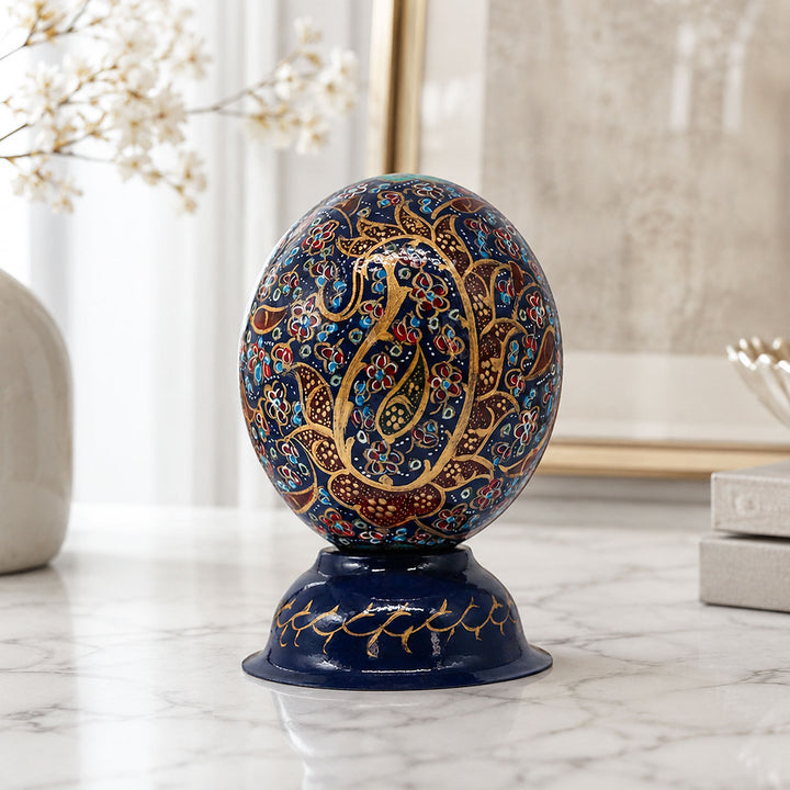 Hand-Embellished Natural Ostrich Egg Ornament – WAAH197