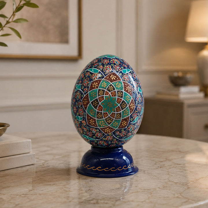 Hand-Embellished Natural Ostrich Egg Ornament – WAAH201