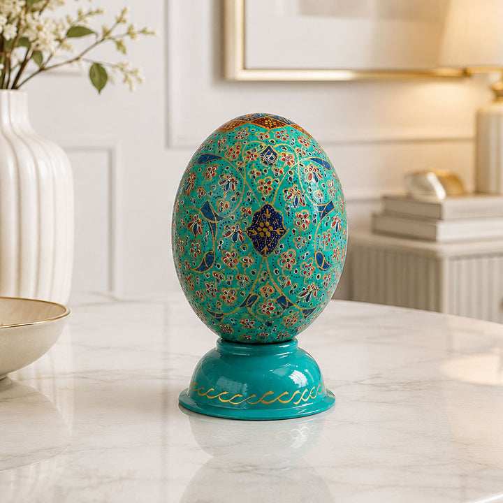 Hand-Embellished Natural Ostrich Egg Ornament – WAAH204