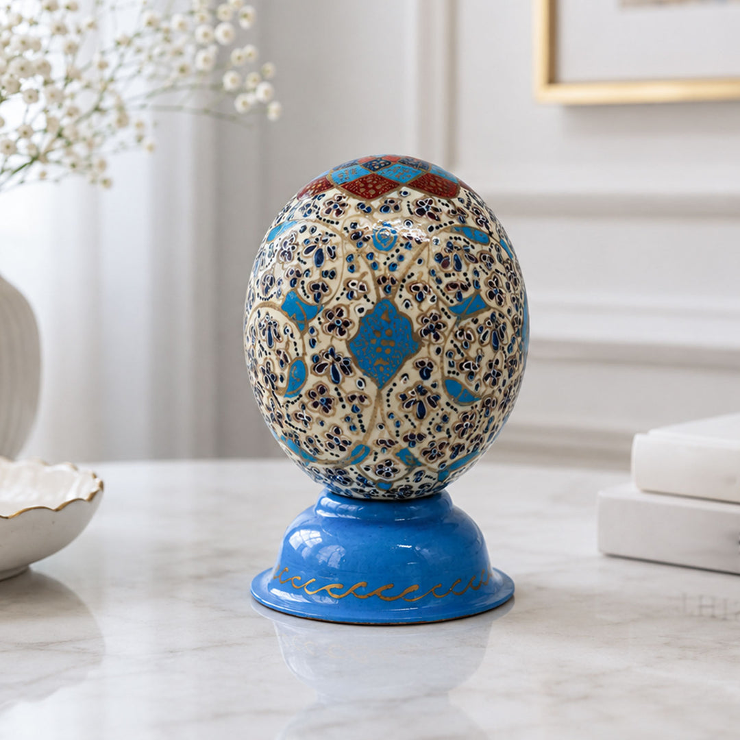 Hand-Embellished Natural Ostrich Egg Ornament – WAAH208
