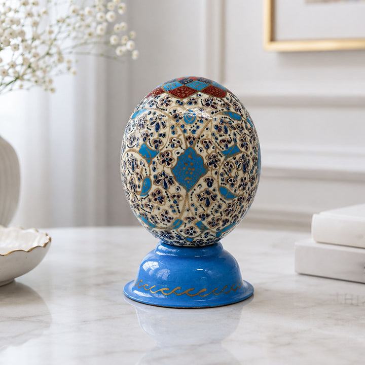 Hand-Embellished Natural Ostrich Egg Ornament – WAAH208