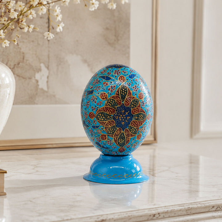 Hand-Embellished Natural Ostrich Egg Ornament – WAAH211