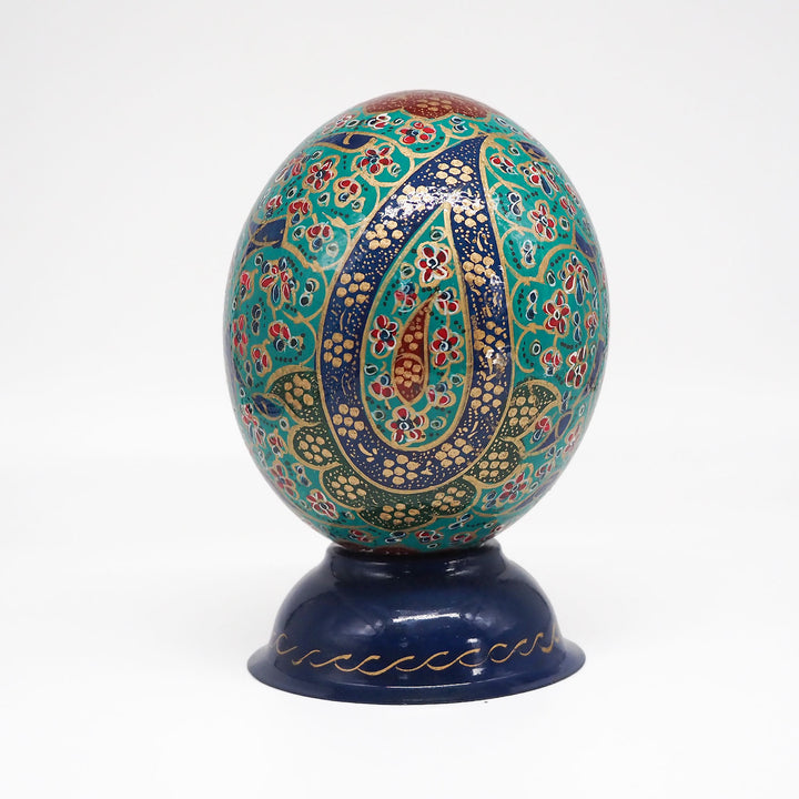 Hand-Embellished Natural Ostrich Egg Ornament – WAAH213