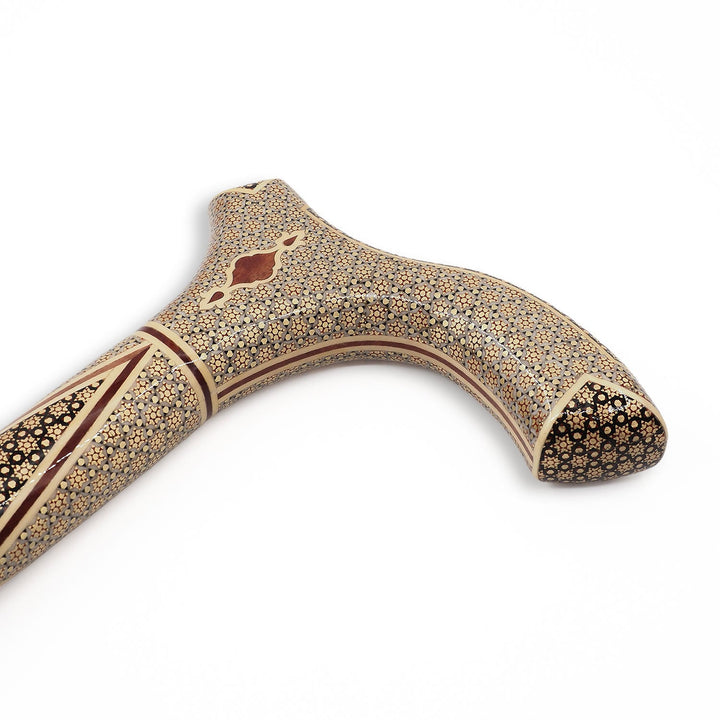 Handcrafted Hatem-Inlaid Wooden Walking Cane with Carrying Case - WAAH214