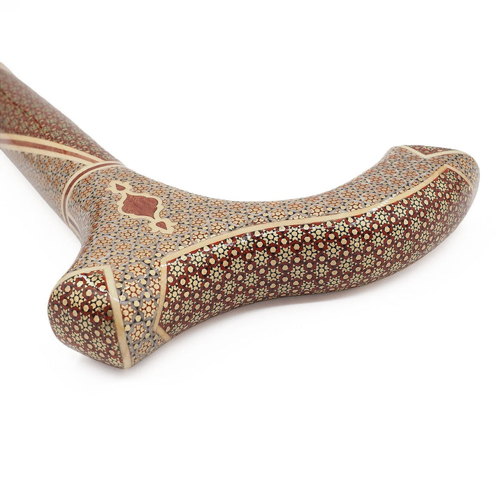 Handcrafted Hatem-Inlaid Wooden Walking Cane with Carrying Case - WAAH215