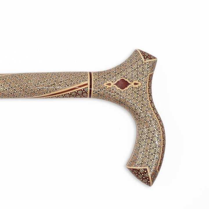 Handcrafted Hatem-Inlaid Wooden Walking Cane with Carrying Case - WAAH215