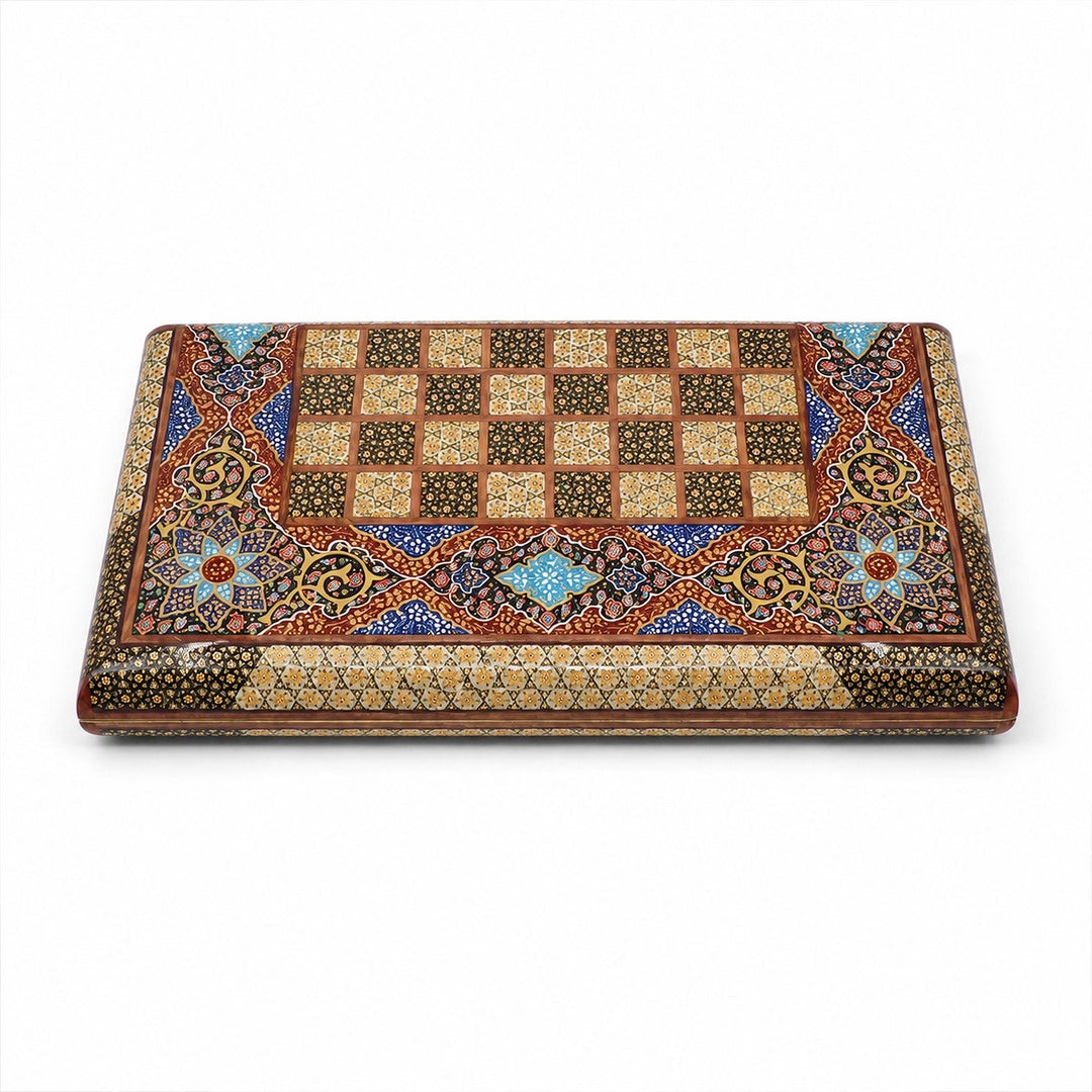 Handcrafted Hatem-Inlaid Wooden Backgammon Set with Carrying Case - WAAH217