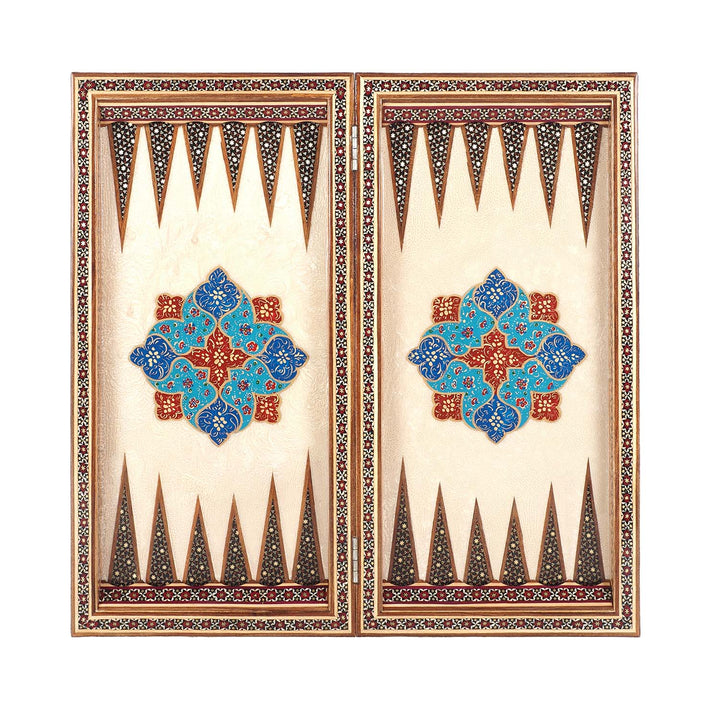 Handcrafted Hatem-Inlaid Wooden Backgammon Set with Carrying Case - WAAH219