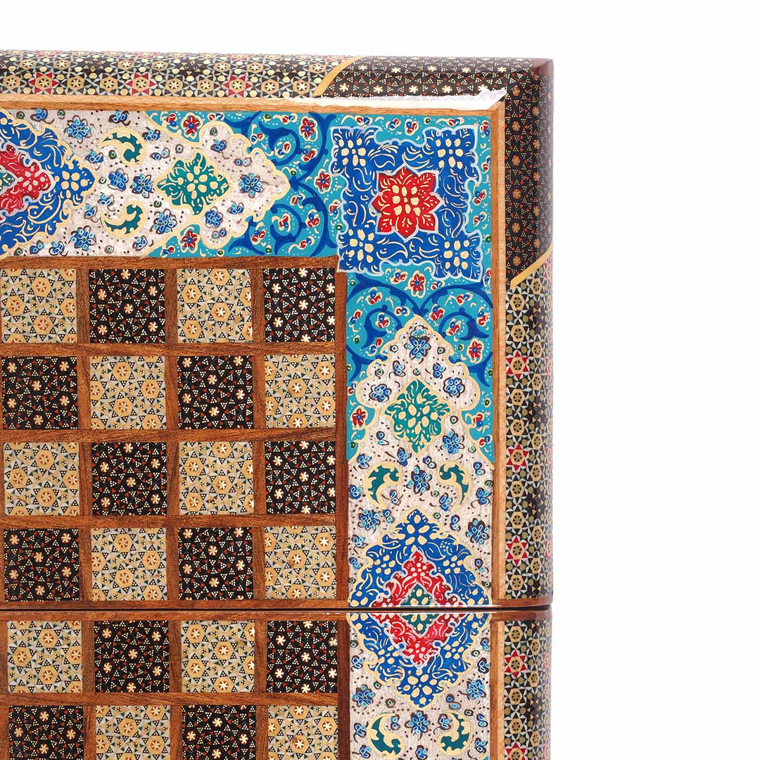 Handcrafted Hatem-Inlaid Wooden Backgammon Set with Carrying Case - WAAH220