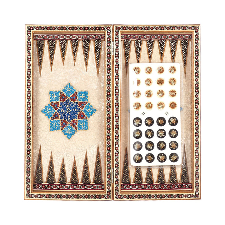 Handcrafted Hatem-Inlaid Wooden Backgammon Set with Carrying Case - WAAH221