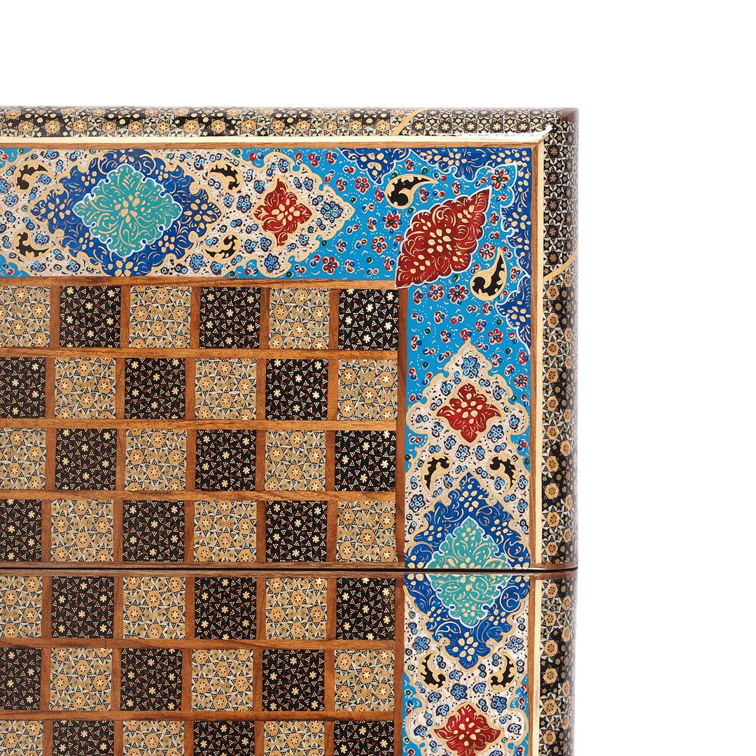Handcrafted Hatem-Inlaid Wooden Backgammon Set with Carrying Case - WAAH221
