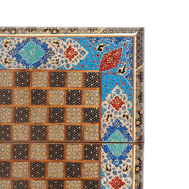 Handcrafted Hatem-Inlaid Wooden Backgammon Set with Carrying Case - WAAH221