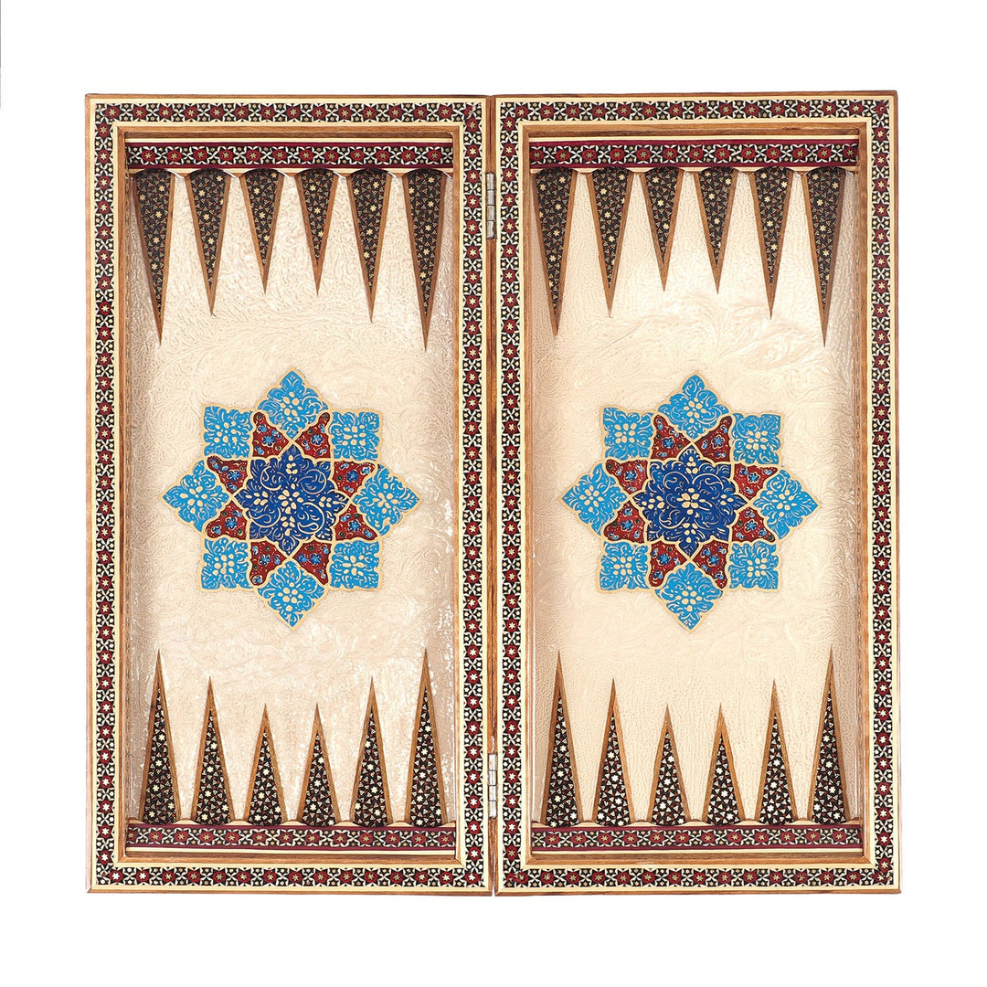 Handcrafted Hatem-Inlaid Wooden Backgammon Set with Carrying Case - WAAH221