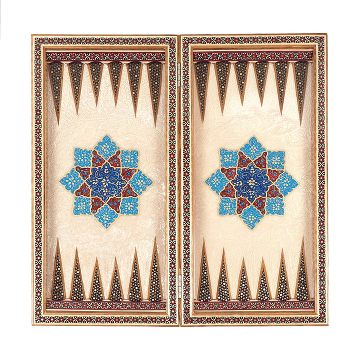 Handcrafted Hatem-Inlaid Wooden Backgammon Set with Carrying Case - WAAH221